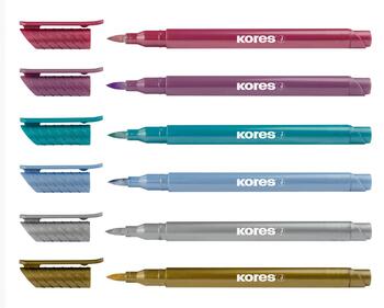 Marķieru komplekts KORES Metallic Style, metāliskas krāsas, 6 gab. (200-14449)