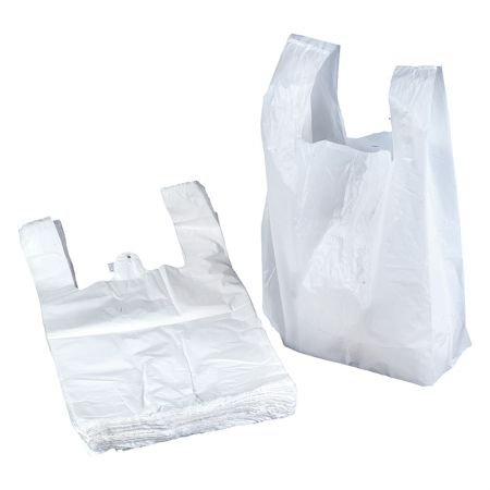 Maisiņš ar rokturi HDPE, 25 mkr, 30 x 18 x 55 cm, baltā krāsā, 100 gab./iepak. (400-03782)