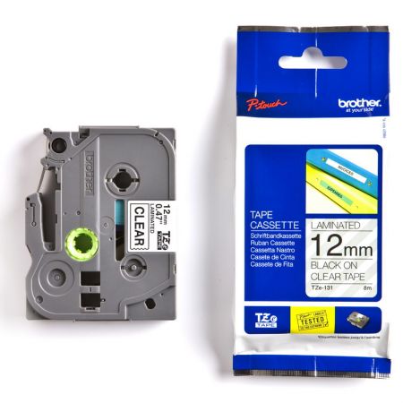 Lenta BROTHER P-touch TZ-131 melna-caurspīdīga, 12mm (250-01951)