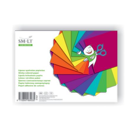 Krāsains papīrs SMLT pašlīmējošs, A4 formāts 8 loksnes/iepak. (100-04341)