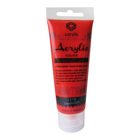 Akrila krāsa, 75ml, 1219 spilgti sarkana (Vermilion) (550-03418)