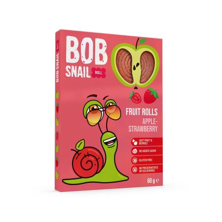 Ābolu un zemeņu rullīši BOB SNAIL, 60g (450-27773)