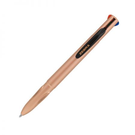 Lodīšu pildspalva ZEBRA FOUR COLOUR 1.0mm rose korpuss, zila/melna/sarkana/zaļa tinte. (200-13091)
