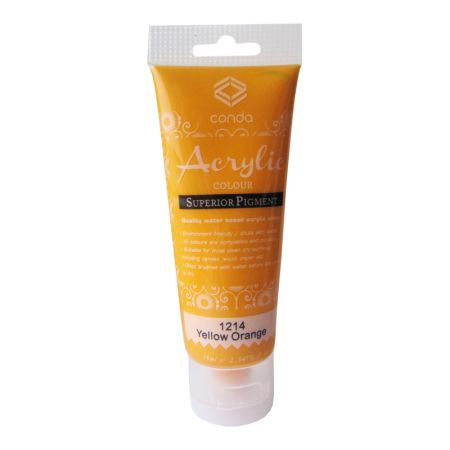Akrila krāsa, 75ml, 1214 oranži dzeltena (Yellow Orange) (550-03414)