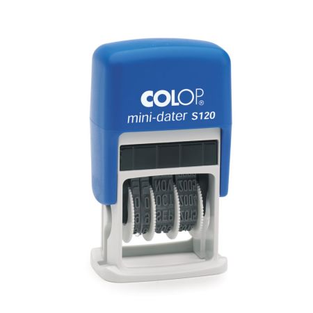 Zīmogs COLOP Mini-Dater S120 D16 (ISO standarts YYYY-MM-DD) zils korpuss, zils spilventiņš (650-03984)