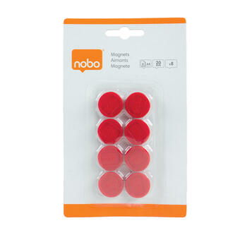 Tāfeles magnēti NOBO, 20 mm, 8 gab., sarkanā krāsā (250-06492)