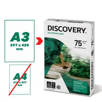 Papīrs DISCOVERY A3 formāts 75g/m2, 500 loksnes/iepakojumā (100-04513)