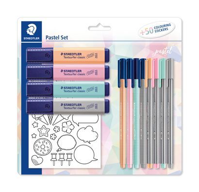 Rakstāmpiederumu komplekts STAEDTLER Pastel, ar 50 krāsojamām uzlīmēm (200-13359)