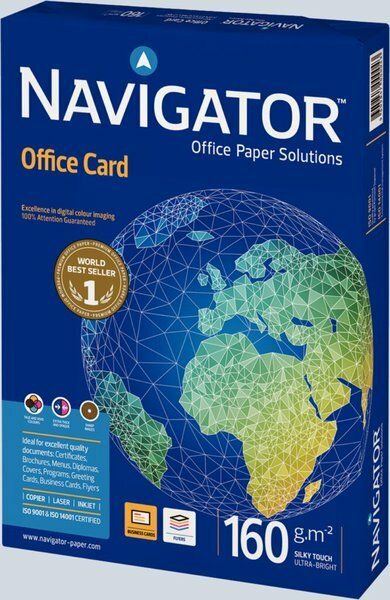 Papīrs NAVIGATOR OFFICE CARD A3 formāts 160 g/m2, 250 loksnes/iepakojumā (100-01166)