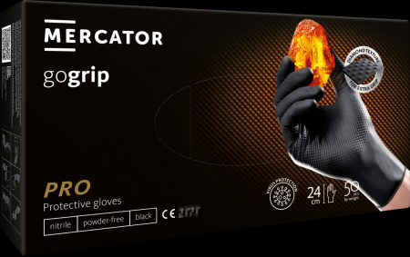 Cimdi nitrila MERCATOR Powergrip, melni, XL izm., 50gab (400-10560)
