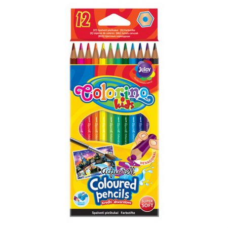 Krāsainie akvareļu zīmuļi COLORINO 12 krāsas, otiņa komplektā (200-07040)