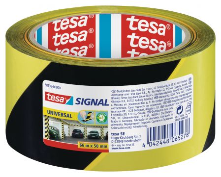 Drošības līmlente tesa® Signal, PP, melna/dzeltena, 66m x 50mm (200-13251)