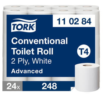 Tualetes papīrs TORK Advanced T4, 2 sl., 248 lapiņas rullī, , 10 cm x 34.72 m, 24 gab./iepak. (400-03694)