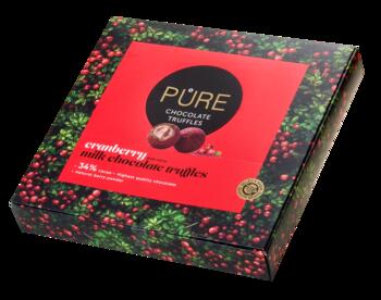 Piena šokolādes trifeles ar dzērveņu pildījumu ''16'' 120g, PURE CHOCOLATE (450-12753)
