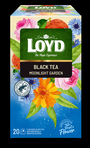 Aromatizēts melnās un zaļās tējas maisījums LOYD Moonlight Garden 20x1,75 g (450-25735)