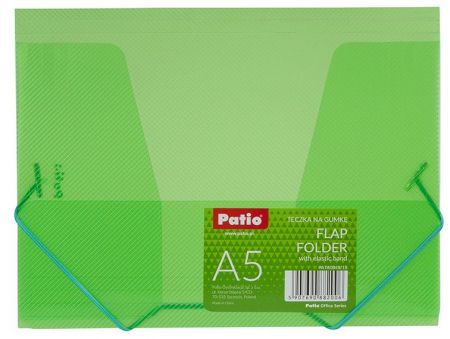 Mape ar gumiju PATIO,PP, A5 formāts, caurspīdīga, zaļā krāsā (150-03929)
