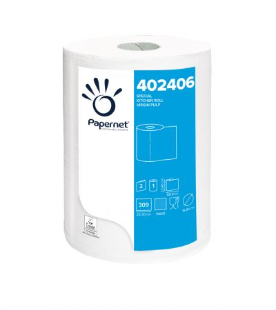 Papīra dvieļi PAPERNET, 2 sl., 23.4 x 68.91 m, baltā krāsā (402406) (400-03697)