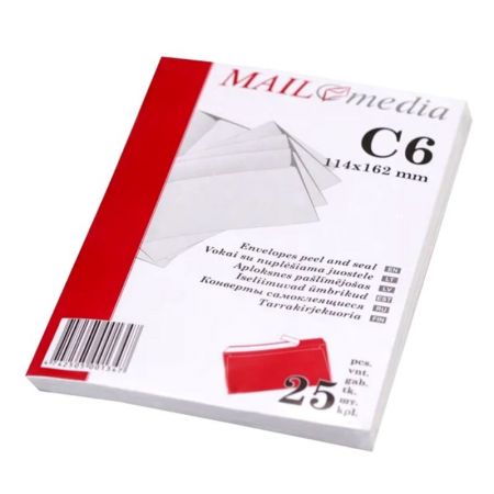 Aploksnes C6 114x162mm, 25 gab./iepak. (200-09852)
