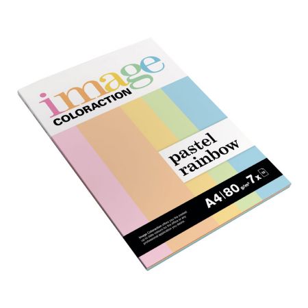 Krāsains papīrs IMAGE COLORACTION, A4, 80 gsm, 70 loksnes, PASTEL RAINBOW, MIX (100-00118)