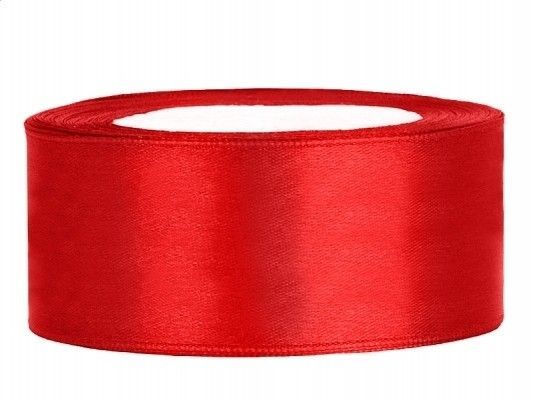 Satīna lente, 25mm/25m, sarkana (200-13817)