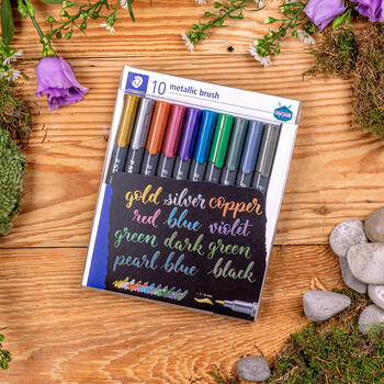 Teksta marķieri STAEDTLER Metallic Brush, 10 gab (200-13959)