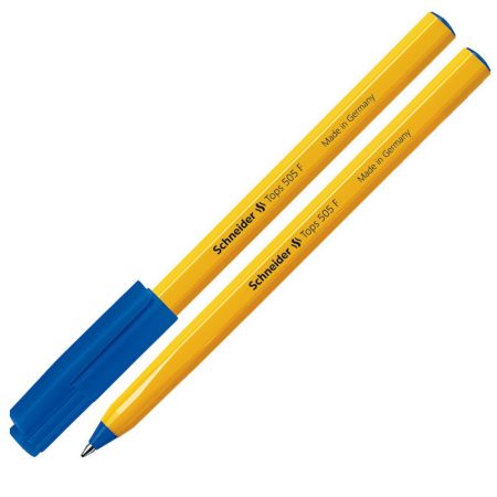 Lodīšu pildspalva SCHNEIDER 505 F 0.7mm, dzeltens korpuss, zila tinte (200-00480)