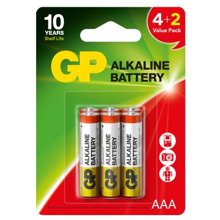 Baterija GP ALKALINE RED LR03/AAA B4+2 (250-09378)