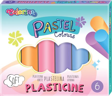 Plastilīns Pastel, 6 krāsas, apaļš (200-14735)