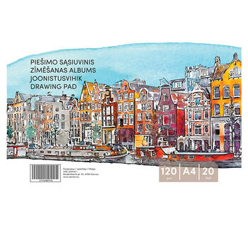 Zīmēšanas albums, 20 loksnes, A4, 120 gsm, vāks 130 gsm (100-10425)