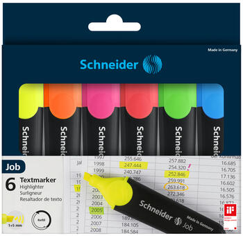 Teksta marķieris SCHNEIDER JOB, komplekts - 6 krāsas (200-01322)
