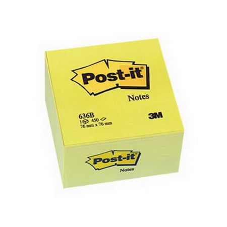Piezīmju līmlapiņu kubs Post-it, 76x76mm,450 lapiņas dzeltenā krāsā (100-01679)
