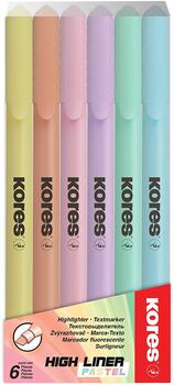 Teksta marķieri KORES HIGH LINER PASTEL, komplekts - 6 krāsas (200-13107)