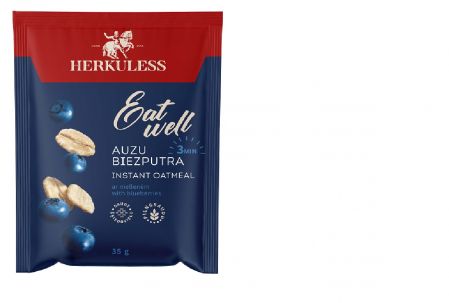 Herkuless ā/p auzu pārslu biezputra ar melleņu gabaliņiem, 35g (450-08535)