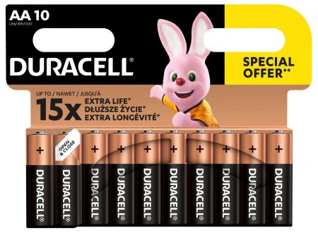 Baterijas DURACELL AA, LR06, 10 gab. (250-08444)