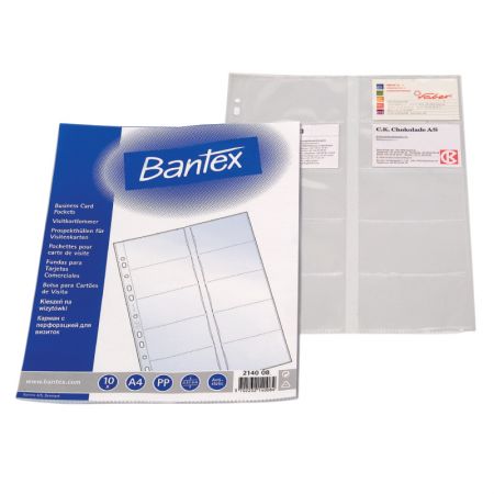 Kabatas vizītkartēm Bantex A4 (105x55mm), 10 gab./iepak. (150-02937)