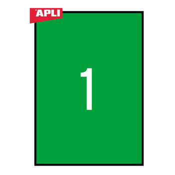 Uzlīmes APLI ILC ar izmēru 210x297mm, 20 loksnes/20 uzlīmes zaļas (100-00481)