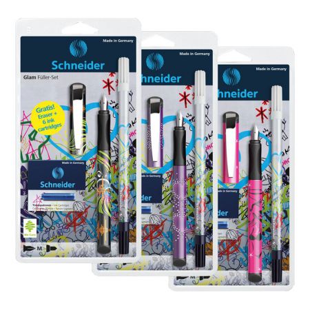 Tintes pildspalva SCHNEIDER GLAM akcijas komplekts: pildspalva, CORRY, tintes kapsulas, asorti korpuss (200-05868)