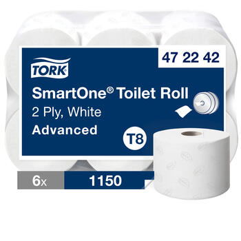 Tualetes papīrs TORK Advanced SmartOne, 2 sl., 1150 lapiņas rullī, 13.4x18 cm, 207 m, baltā krāsā (400-03709)