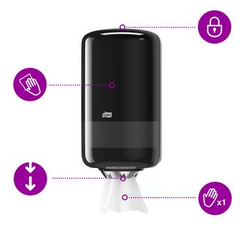 Centrālās padeves dozators TORK Mini, 321 x 174 x 165 mm, melnā krāsā (400-00136)