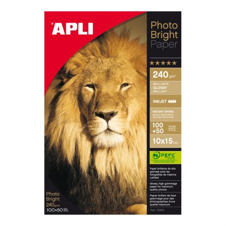 Fotopapīrs APLI InkJet Bright ar izmēru 10x15cm 240g/m2, 150 loksnes (100-00203)