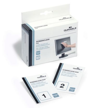 Salvetes monitoru tīrīšanai DURABLE Screenclean Duo, 10 gab./iepak. (250-00707)