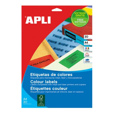 Uzlīmes APLI ILC ar izmēru 210x297mm, 20 loksnes/20 uzlīmes zilas (100-00479)