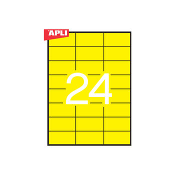 Uzlīmes APLI ILC ar izmēru 70x37mm, 20 loksnes/480 uzlīmes dzeltenas (100-00460)