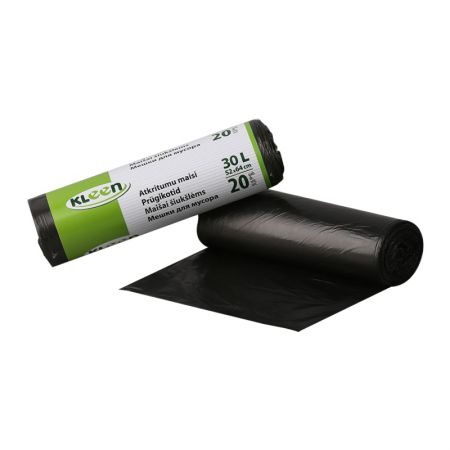 Atkritumu maisi Multipack Kleen, 30 L, 20 maisiņi/rullī, 10mkr, melni 52x64cm,HDPE (400-00863)