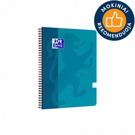 Klade ar spirāli OXFORD TOUCH, A4+, 70 lapas, akvamarīnā krāsā, rūtiņu (100-07680)