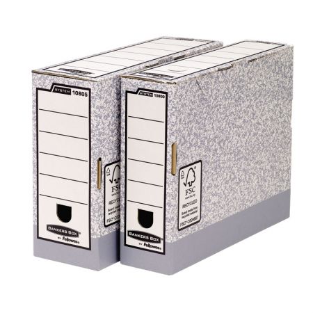 Arhīva kārba FELLOWES ar izmēru 260 x 80 x 315 mm, pelēkbalta krāsā (150-00619)