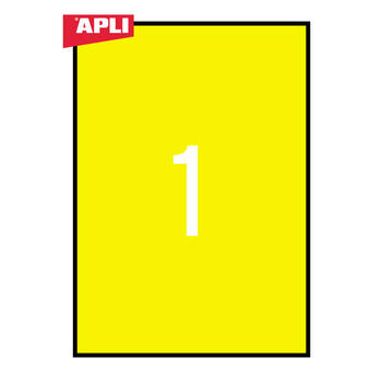Uzlīmes APLI ILC ar izmēru 210x297mm, 20 loksnes/20 uzlīmes dzeltenas (100-00478)