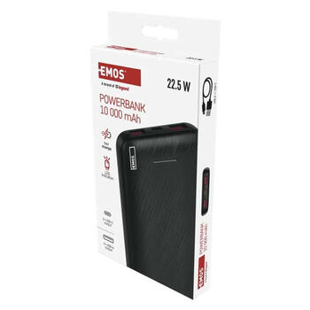 Ārējā baterija EMOS AlphaQ3, 10 000 mAh, 22,5 W, melna (250-09331)