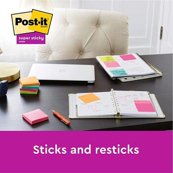 Piezīmju līmlapiņas Post-it Super Sticky, Playful Color, 76 mm x 76 mm, 6 iepak./pakā (100-10393)