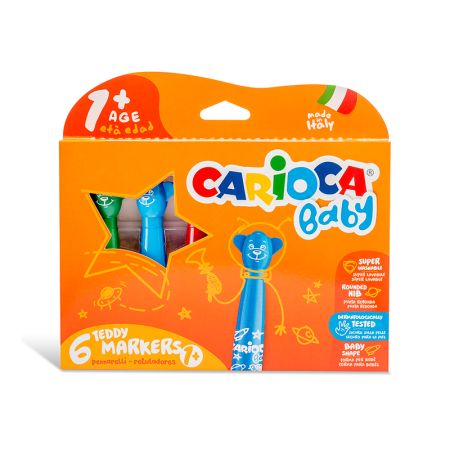Flomasteri CARIOCA Baby Teddy Marker, 6 krāsas (200-10157)